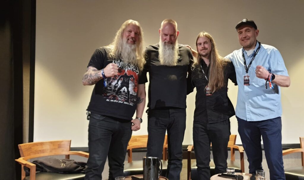 Frá vinstri: Johan Hegg, Gunnar Sauermann, Ben Raffield, Guðni Th. Jóhannesson