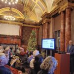 Guðni Th. Jóhannesson heldur fyrirlestur í höfuðstöðvum Lloyd’s Register í Lundúnum, 11. desember 2025.